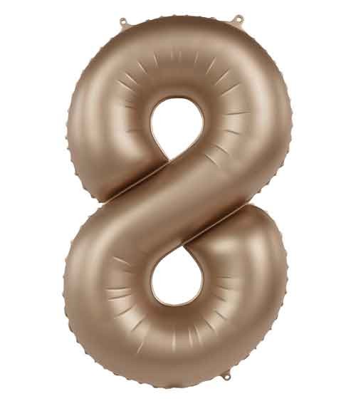 Folienballon Zahl "8" - satin gold - 86 cm