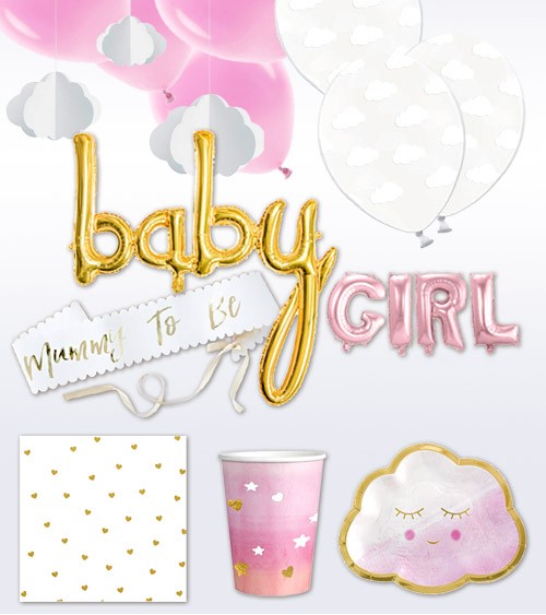 Babyparty Deko-Set "Baby Wolke" 58-teilig - rosa