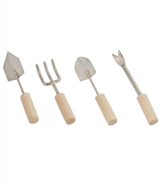 Gartenwerkzeug-Set mit Holzgriffen - 4,5 cm - 4-teilig