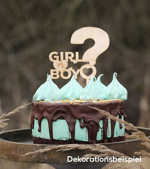 Cake-Topper "Girl or Boy" aus Holz