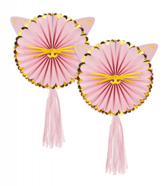 Rosetten-Set "Katze" - rosa & metallic gold - 2-teilig