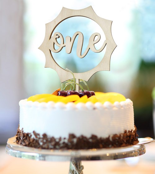 Cake-Topper "Sonne - one" aus Holz