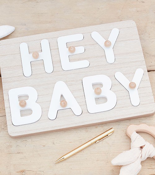 Gästebuch-Puzzle aus Holz "Hey Baby" - 30 x 21,6 cm