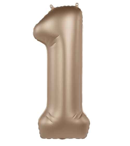 Folienballon Zahl "1" - satin gold - 86 cm