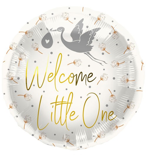 Folienballon mit Storch "Welcome Little One" - 45 cm