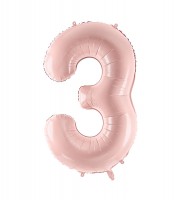Folienballon Zahl 3 - matt rosa - 86 cm