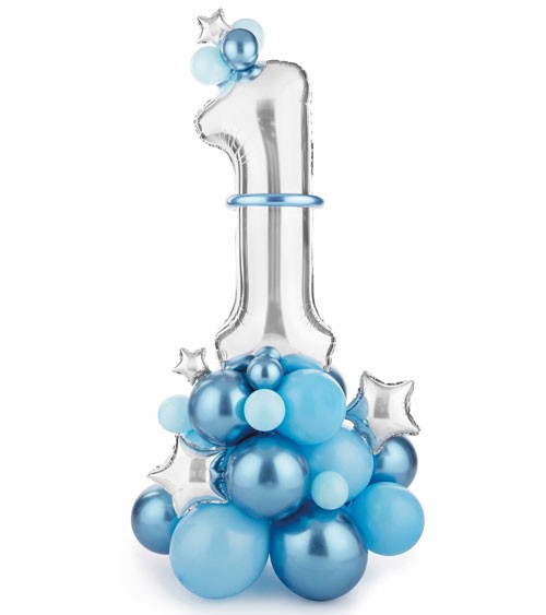 DIY Ballon-Bouquet "1. Geburtstag" - blau - 90 x 140 cm