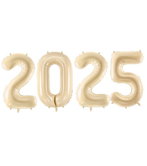 SuperShape-Folienballon-Set "2025" - beige - 86 cm