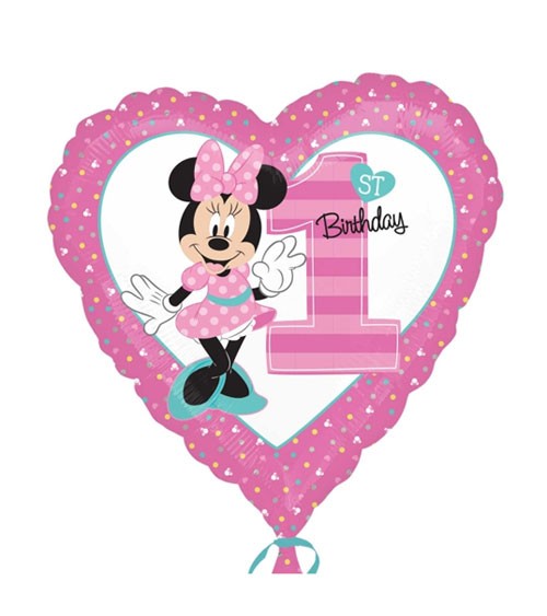 Herz-Folienballon "Minnie 1st Birthday"