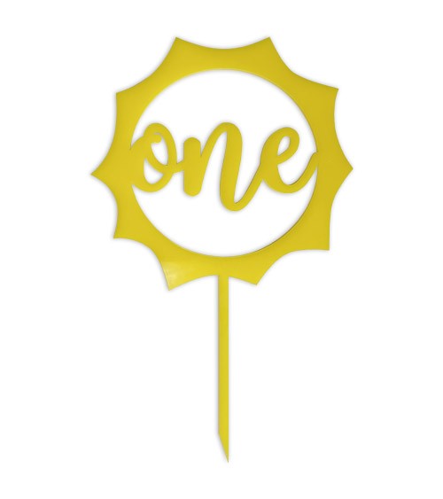 Cake-Topper "Sonne - one" aus Acryl - gelb