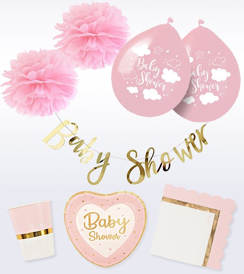 Babyparty Deko-Set "So Sweet" - rosa - 43-teilig