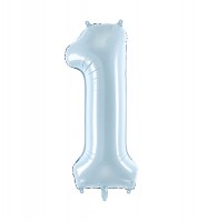 Folienballon Zahl 1 - matt hellblau - 86 cm