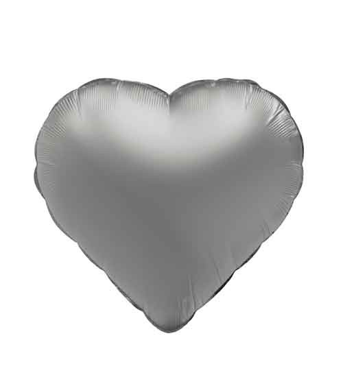 Herz-Folienballon - satin silber - 45 cm