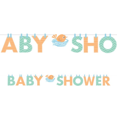 Baby Shower-Girlande "Hello Baby - blau" - 2,42 m