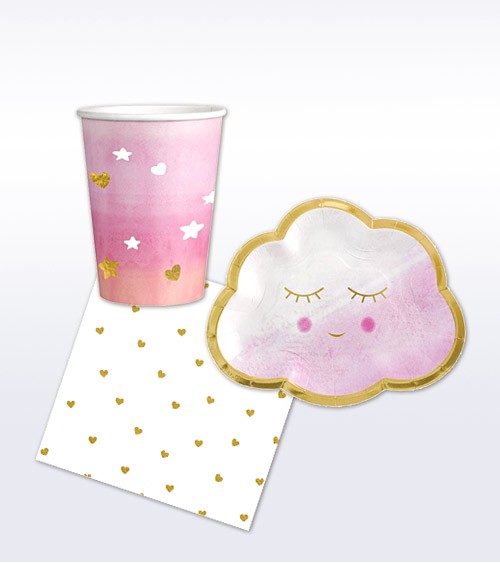 Babyparty Deko-Set "Baby Wolke" 36-teilig - rosa