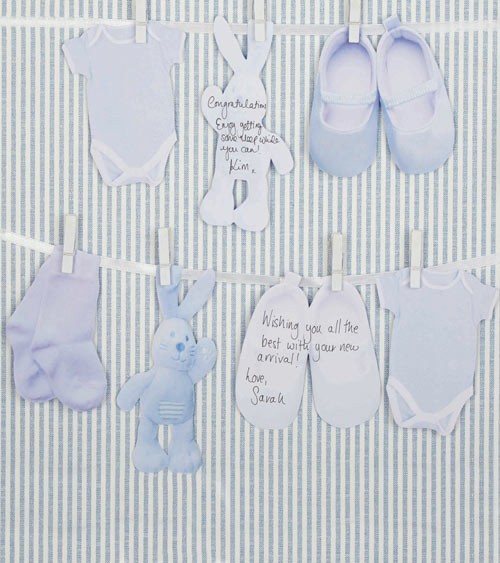 Alternatives Gästebuch "Babyparty" - hellblau