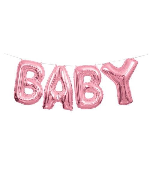 Folienballon-Set "BABY" - rosa - 36 cm