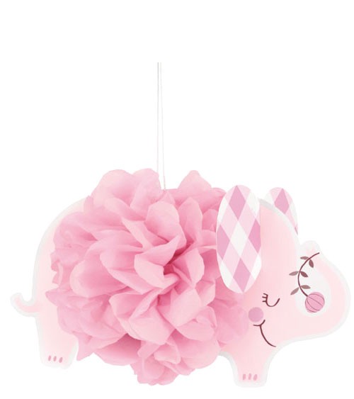 DIY-Pom Pom-Deko "Floral Elephant" - rosa - 3-teilig