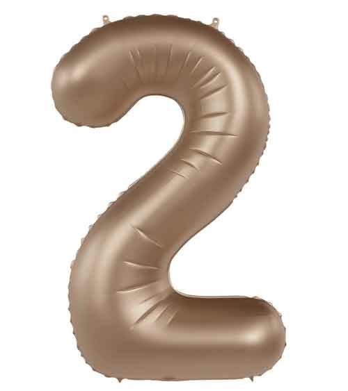 Folienballon Zahl "2" - satin gold - 86 cm