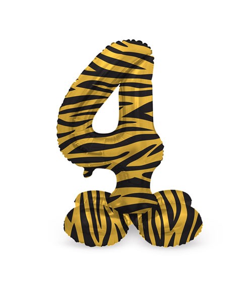 Stehender Folienballon Zahl "4" - Tiger Chic - 41 cm