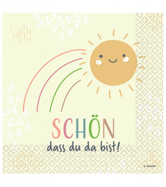 Servietten mit Sonne "Schön, dass du da bist" - 16 Stück