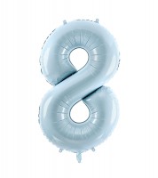 Folienballon Zahl 8 - matt hellblau - 86 cm