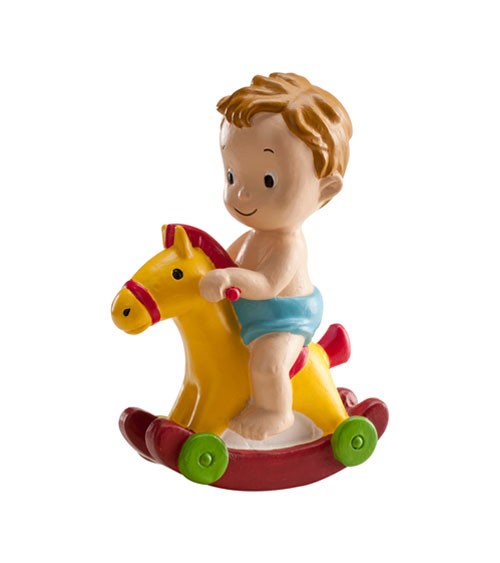 Deko-Figur "Baby Boy mit Schaukelpferd" - 9,5 cm