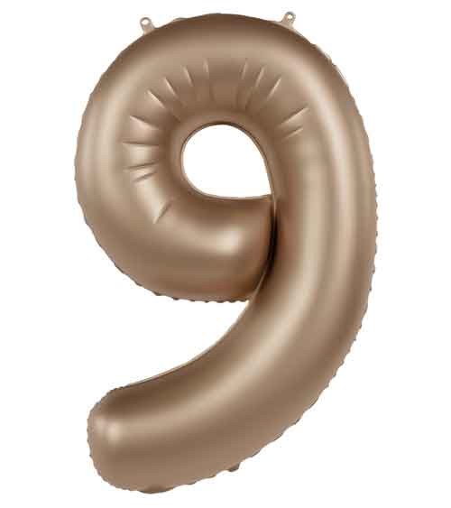 Folienballon Zahl "9" - satin gold - 86 cm