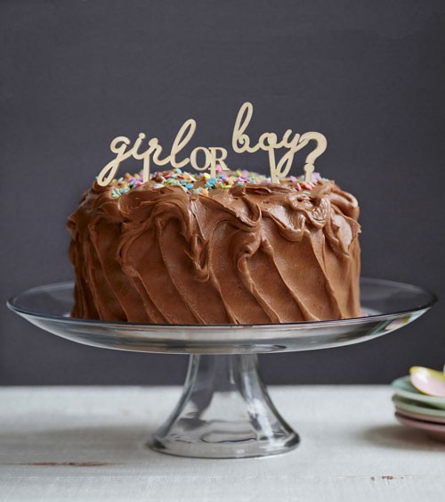 Cake-Picks aus Holz "Girl or Boy?" - 4-teilig