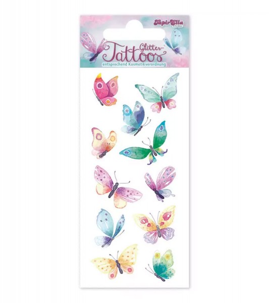 Glitter-Tattoos "Schmetterlinge" - 1 Bogen