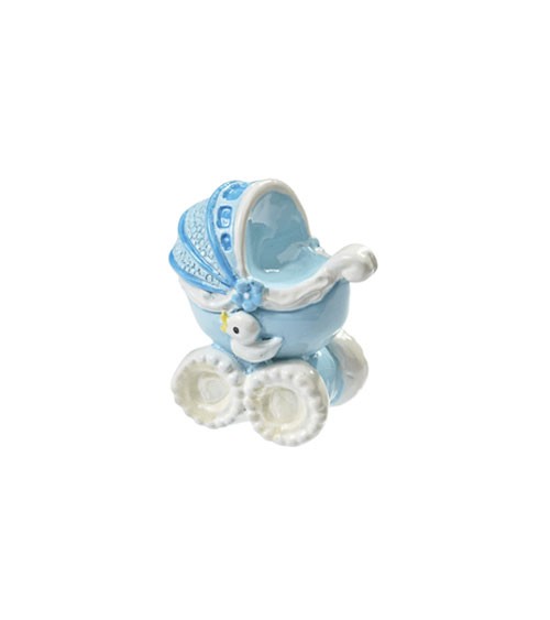 Kinderwagen aus Polyresin - hellblau - 3,5 cm