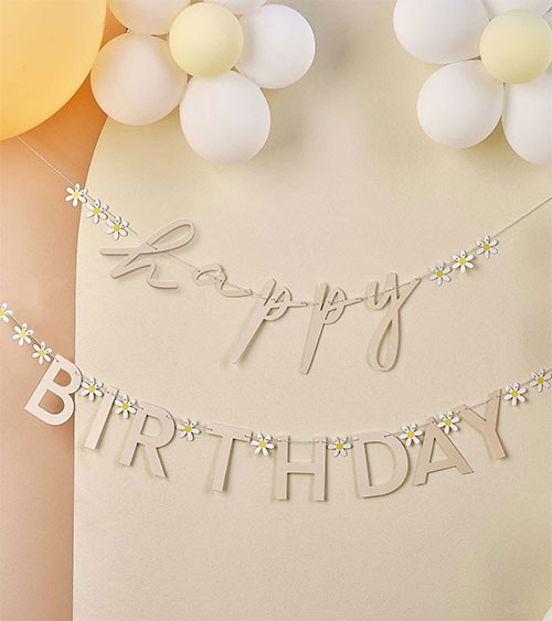 Happy Birthday-Girlande aus Papier "Daisy" - 1,5 m