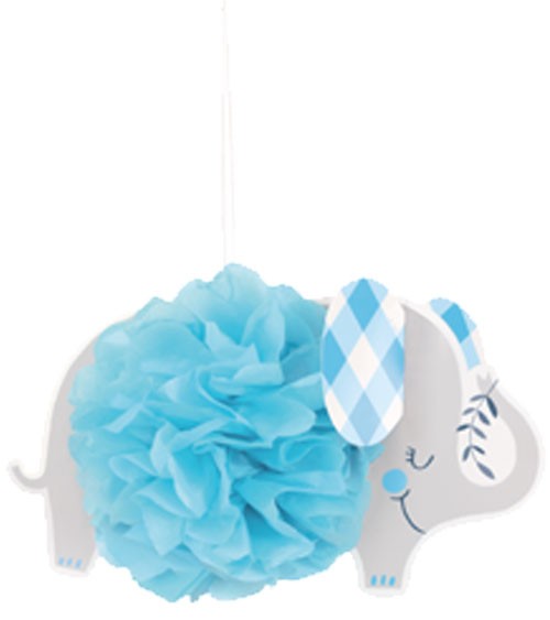 DIY-Pom Pom-Deko "Floral Elephant" - blau - 3-teilig