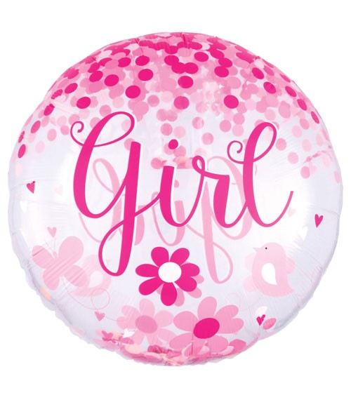 Jumbo-Folienballon mit Konfetti "Girl" - 71 cm