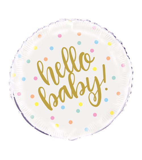 Runder Folienballon "Hello Baby - gold" - 45 cm