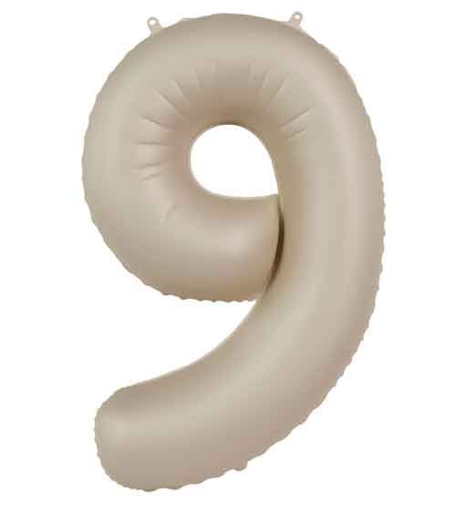 Folienballon Zahl "9" - creamy latte - 86 cm