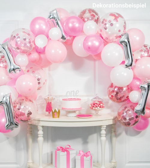 Ballongirlanden-Set "1st Birthday" - Farbmix Rosa - 77-teilig