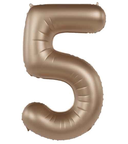 Folienballon Zahl "5" - satin gold - 86 cm