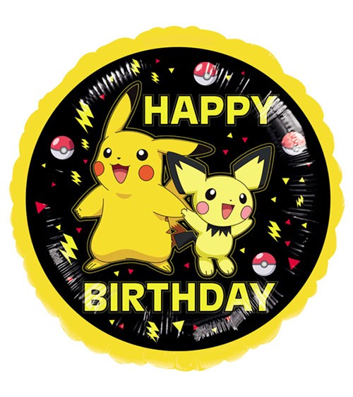 Runder Folienballon "Pokémon" - Happy Birthday