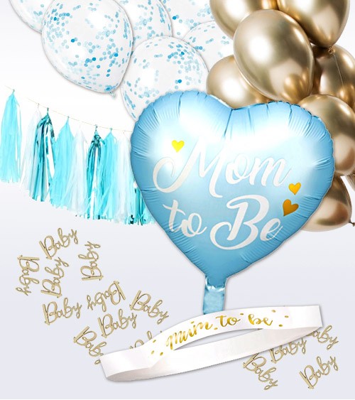 Babyparty Deko-Set "Mom to Be" 39-teilig - hellblau