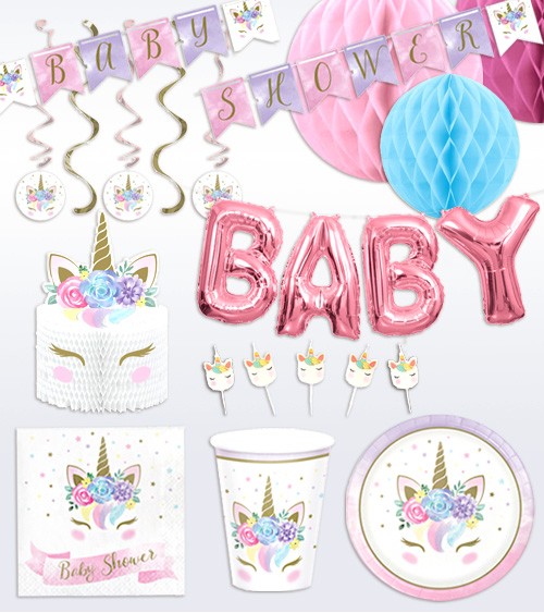 Babyparty Deko-Set "Unicorn" - 48-teilig