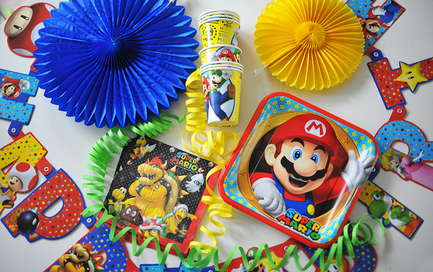 Partydeko mit Super-Mario für die Nintendo-Zockerparty