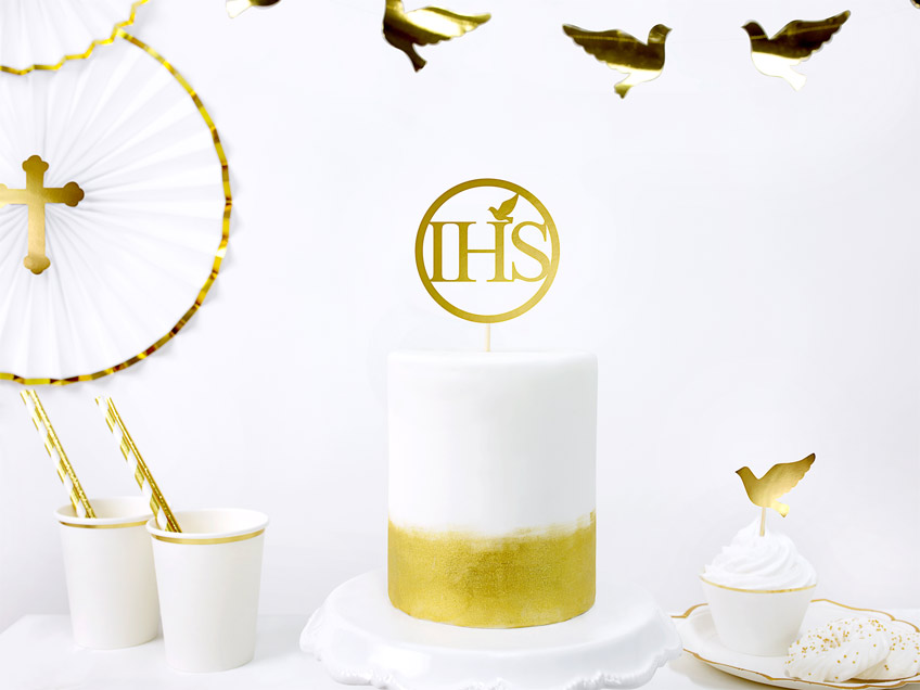 Das Symbol IHS ist ganz typisch für die Kommunion und als Cake-Topper eine schöne Idee